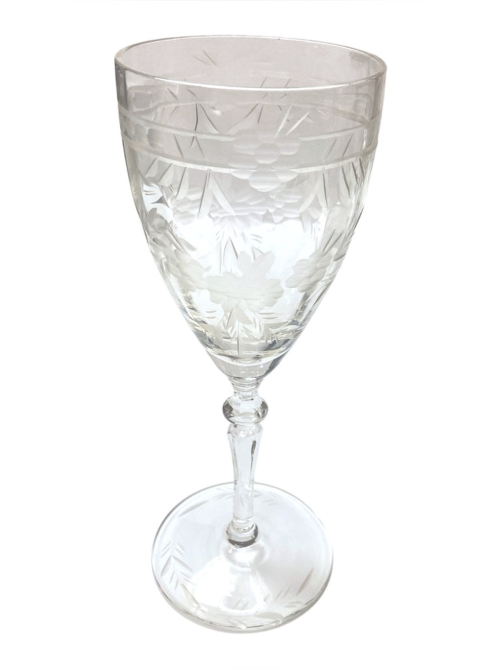 Set of 6 Rock Sharpe 2011-27 Cut Crystal Wine Glasses Water Goblets Floral Glass